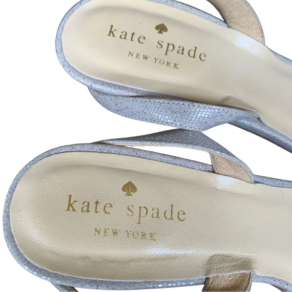 KATE SPADE Glitter Slingback Bow Heels – Size 7B‎